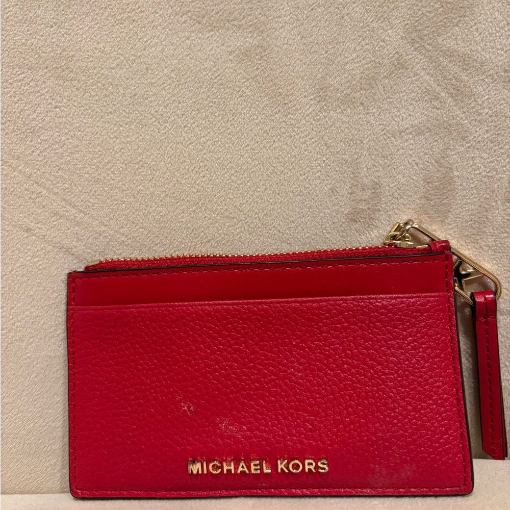 Michael Kors Scarlet Card Case with Gold Detail